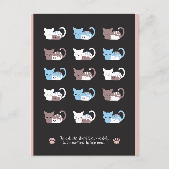 Funny sleeping cat quotes II postcard (Front)