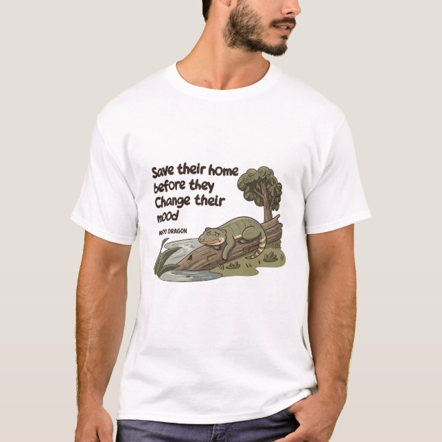 Funny Sleeping Komodo Graphic Tee Mood Quote Shirt (Front)