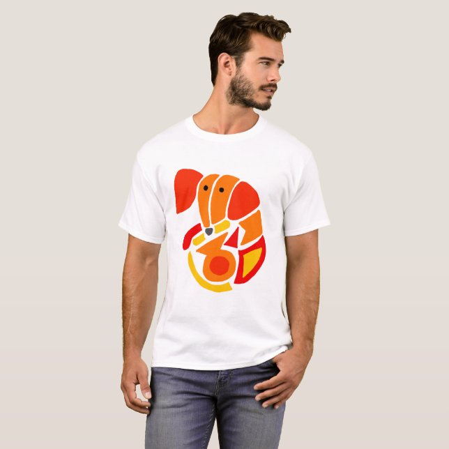 Funny Sleeping Rescue Dog Puppy Cartoon T-Shirt (Front Full)