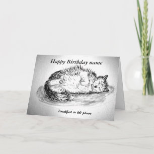 Funny sleepy cat customizable front inside card