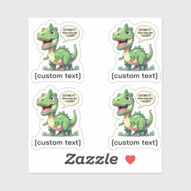 Funny Sleepy Dinosaur Custom-Cut Vinyl Sticker (Sheet)