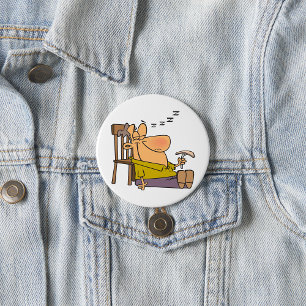 Funny Sleepy Man Napping with Sandwich  3 Inch Round Button