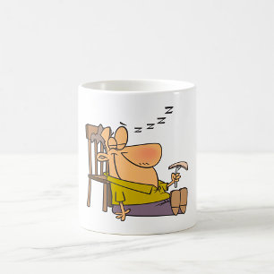 Funny Sleepy Man Napping with Sandwich  Coffee Mug