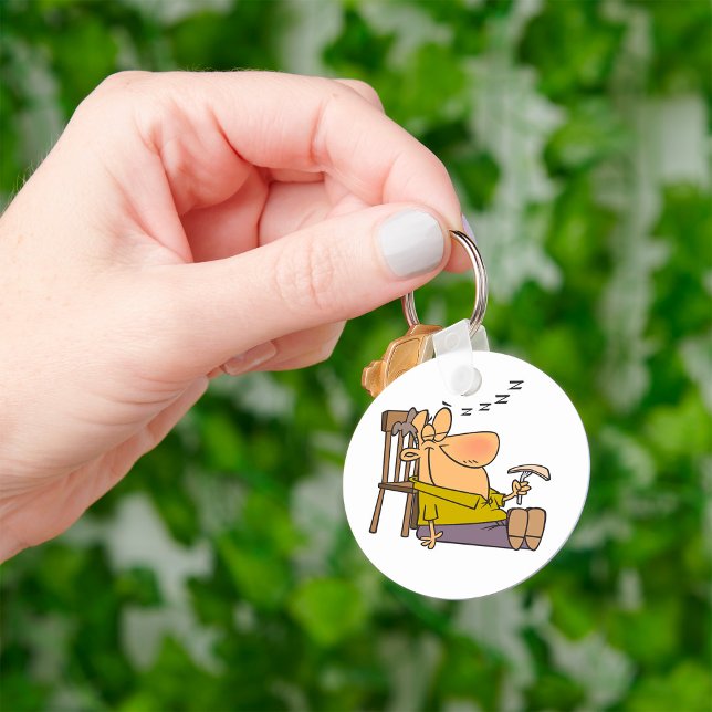 Funny Sleepy Man Napping with Sandwich  Keychain (Creator Uploaded)