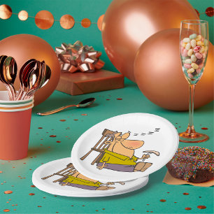 Funny Sleepy Man Napping with Sandwich  Paper Plate