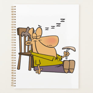 Funny Sleepy Man Napping with Sandwich  Planner