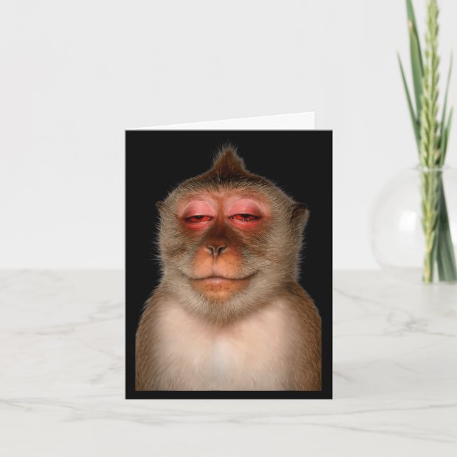 Funny sleepy monkey tired monkey meme primate  card (Front)
