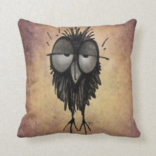 Funny Sleepy Owl Art Throw Pillow