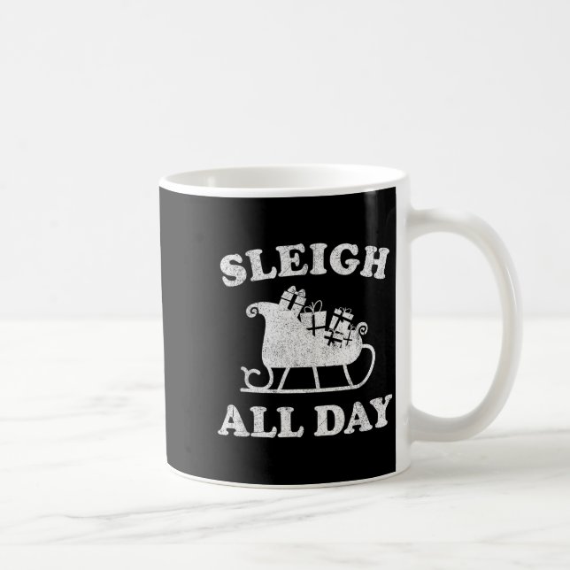 Funny Sleigh All Day Christmas In July Retro Vinta Coffee Mug (Right)