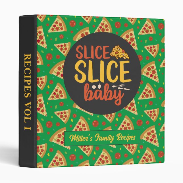 Funny Slice Baby Pizza Pun Retro Food Pattern Binder (Front/Spine)