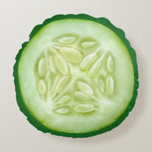 Funny Slice Of Cucumber Round Pillow