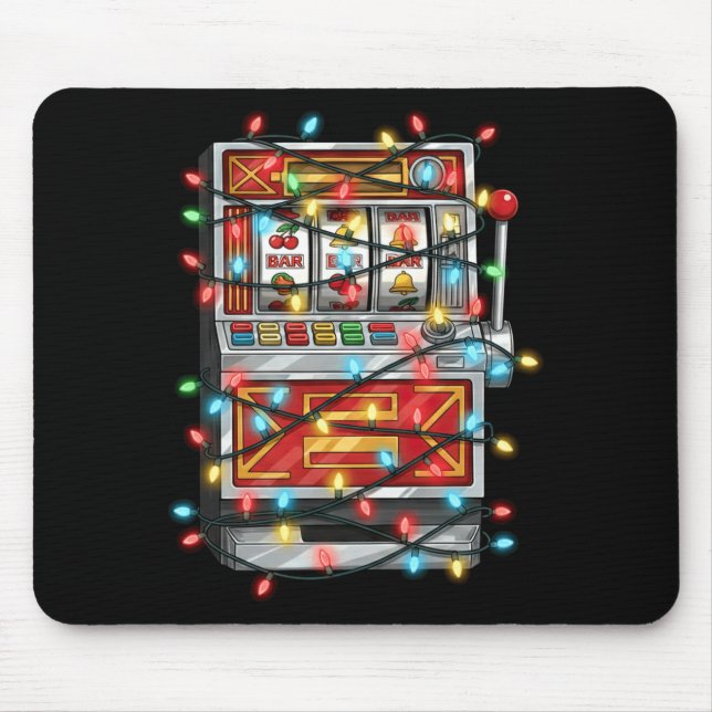 Funny Slot Machine Christmas Graphics Lights Lover Mouse Pad (Front)