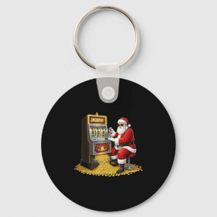 Funny Slot Machine Santa Christmas Graphic Casino  Keychain