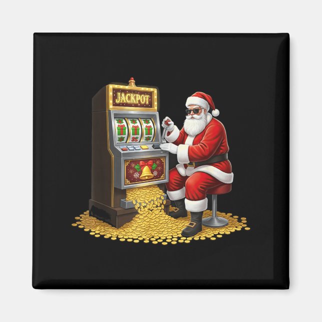 Funny Slot Machine Santa Christmas Graphic Casino  Magnet (Front)