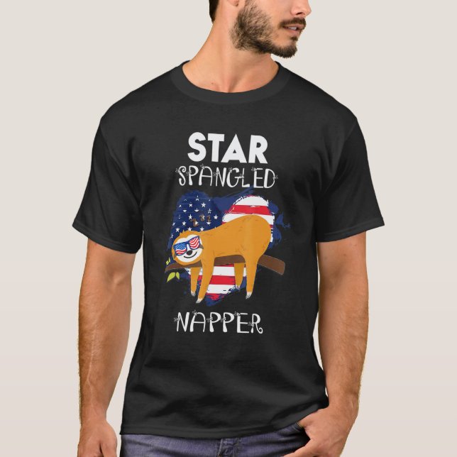 Funny Sloth 4th Of July Star Spangled Napper T-Shirt (Front)