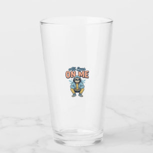 Funny Sloth All Eyes On Me Vintage Vector Design_1 Glass