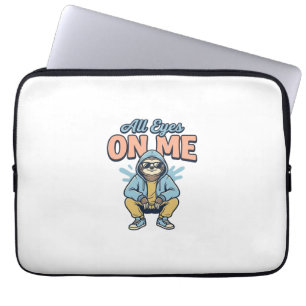 Funny Sloth All Eyes On Me Vintage Vector Design_1 Laptop Sleeve