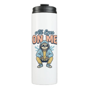 Funny Sloth All Eyes On Me Vintage Vector Design_1 Thermal Tumbler