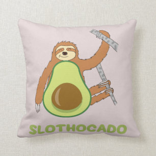 Funny Sloth Avocado Slothocado Throw Pillow