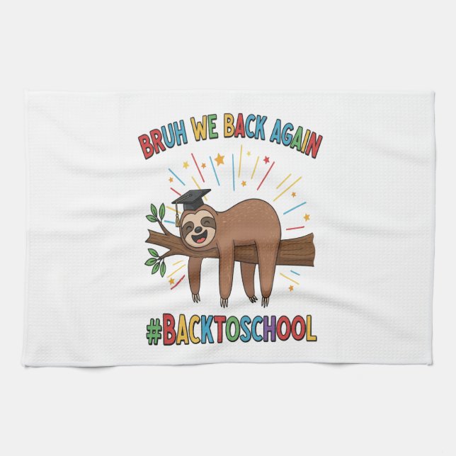 Funny Sloth Back to School Kitchen Towel (Horizontal)