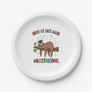 Funny Sloth Back to School Paper Plate