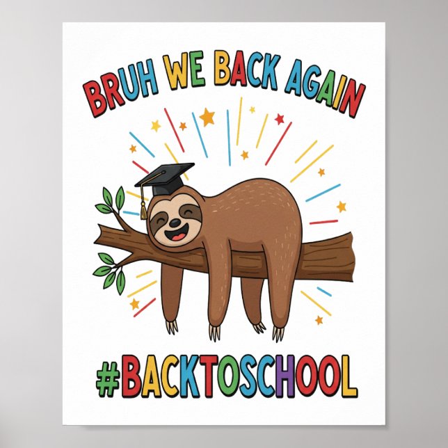 Funny Sloth Back to School Poster (Front)
