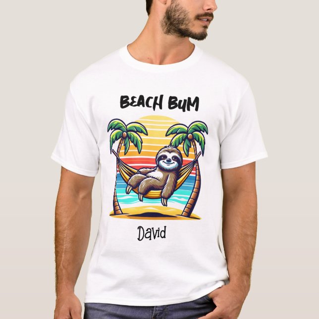 Funny Sloth Beach Bum Mens T-Shirt (Devant)