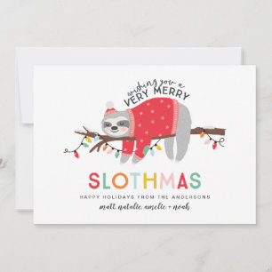 Funny sloth Christmas Holiday Card