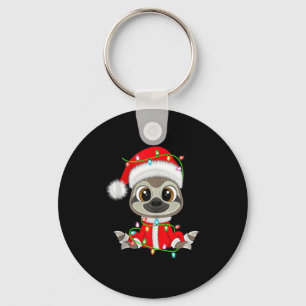 Funny Sloth Christmas Lights Santa Costume Cute An Keychain