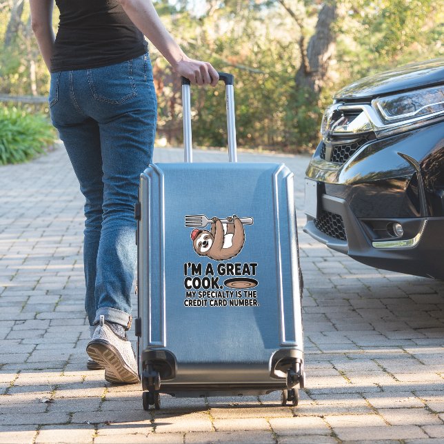Funny Sloth Cook Hanging on a Fork (Suitcase Insitu)