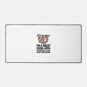 Funny Sloth Cook Hanging on a Fork Desk Mat