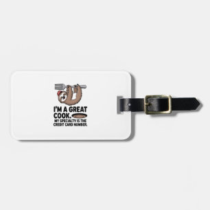Funny Sloth Cook Hanging on a Fork Luggage Tag