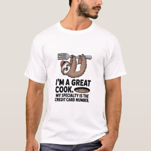 Funny Sloth Cook Hanging on a Fork T-Shirt