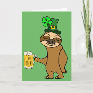 Funny Sloth Drinking Beer St. Patrick's Day Art Card
