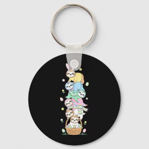 Funny Sloth Easter Egg Kids Mens Womens Easter Day Keychain