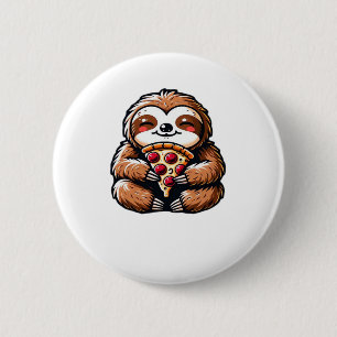 Funny Sloth eating Pizza, Kawaii Animal Lover Clas 2 Inch Round Button
