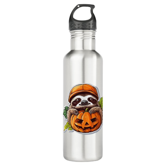 Funny Sloth eating Pizza, Kawaii Animal Lover Clas 710 Ml Water Bottle (Front)