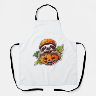 Funny Sloth eating Pizza, Kawaii Animal Lover Clas Apron