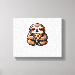Funny Sloth eating Pizza, Kawaii Animal Lover Clas Canvas Print