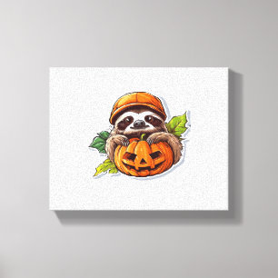 Funny Sloth eating Pizza, Kawaii Animal Lover Clas Canvas Print