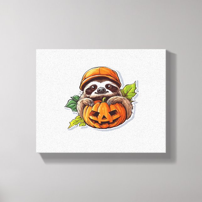 Funny Sloth eating Pizza, Kawaii Animal Lover Clas Canvas Print (Front)