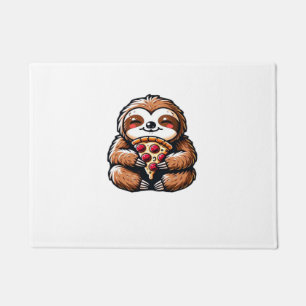 Funny Sloth eating Pizza, Kawaii Animal Lover Clas Doormat