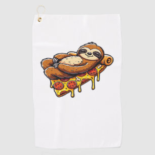 Funny Sloth eating Pizza, Kawaii Animal Lover Clas Golf Towel