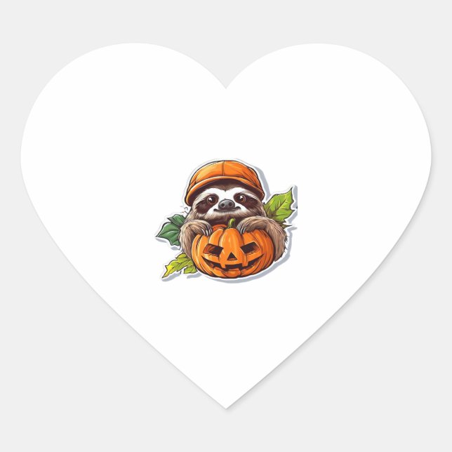 Funny Sloth eating Pizza, Kawaii Animal Lover Clas Heart Sticker (Front)