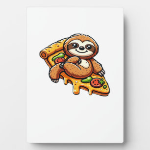 Funny Sloth eating Pizza, Kawaii Animal Lover Clas Plaque