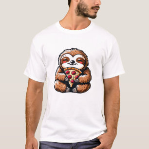 Funny Sloth eating Pizza, Kawaii Animal Lover Clas T-Shirt