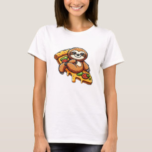 Funny Sloth eating Pizza, Kawaii Animal Lover Clas T-Shirt