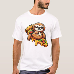Funny Sloth eating Pizza, Kawaii Animal Lover Clas T-Shirt