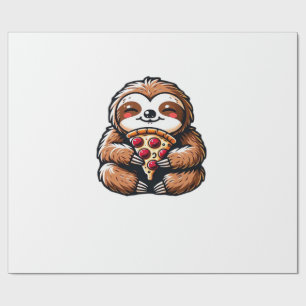 Funny Sloth eating Pizza, Kawaii Animal Lover Clas Wrapping Paper