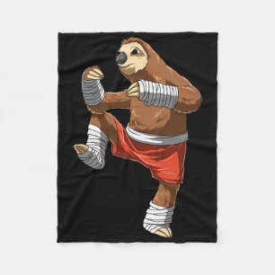 Funny Sloth Fighter - Muay Thai Kickboxing Gift Fleece Blanket